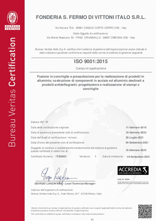 Certificato ISO In Corso Di Validità